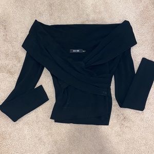 DO+BE Bandage off the shoulder black top